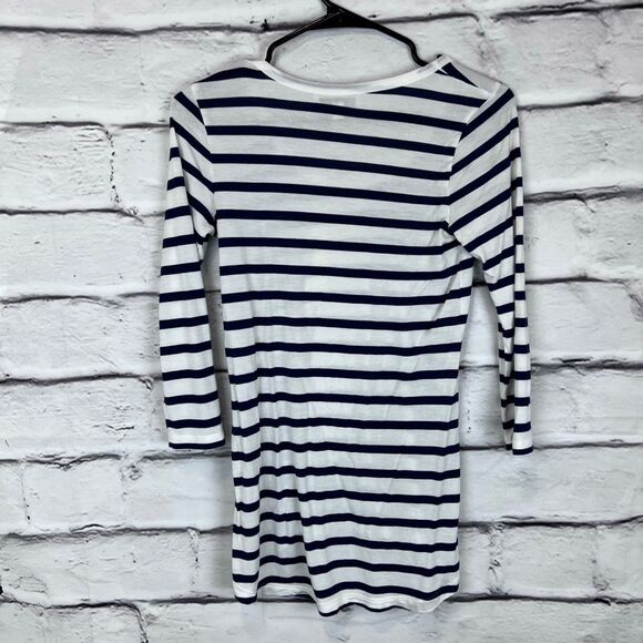 CAbi Navy White Striped Scoop Neck 3/4 Sleeve Top Size Small - Picture 5 of 7
